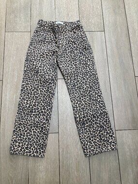 Abercrombie & Fitch Curve Love Relaxed Leopard Print High Rise Jeans